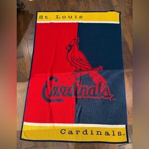Vintage St. Louis Cardinals Biederlack Blanket 72"x51" Red, Blue, Yellow